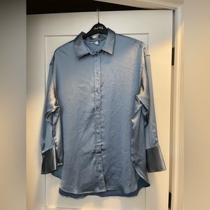 Blue satin shirt oversized